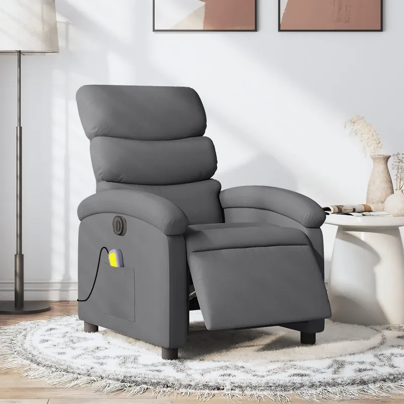 vidaXL Elektrisk massagefåtölj mörkgrå tyg (#4550)