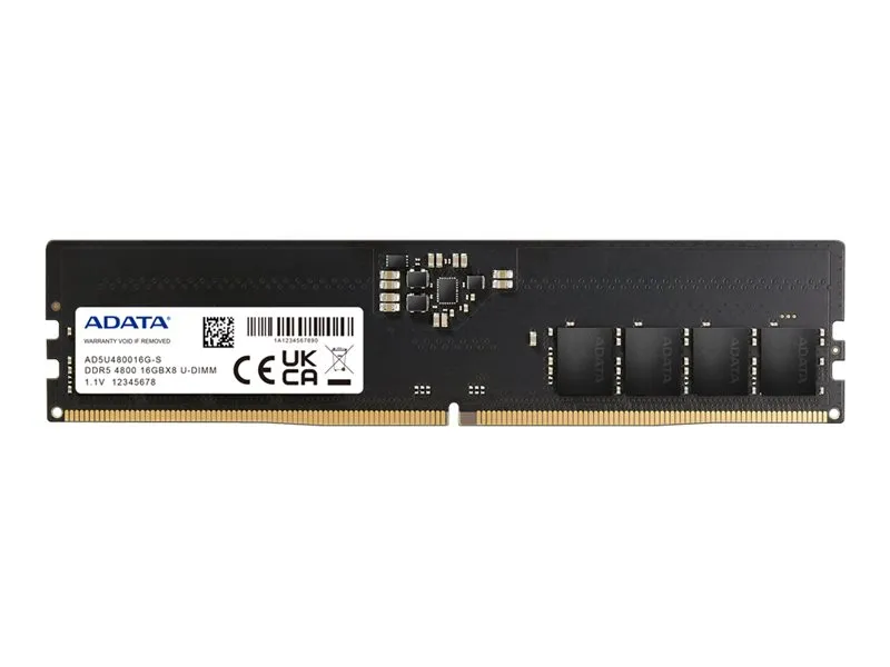 ADATA – DDR5 – modul – 16 GB – DIMM 288-pin – 4800 MT/s / PC5-38400 – CL40 – 1.1 V – ej buffrad – on-die ECC – svart