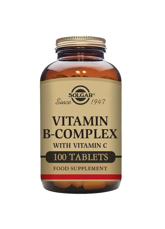 Solgar - B-komplex med Vitamin C, 100 tabletter