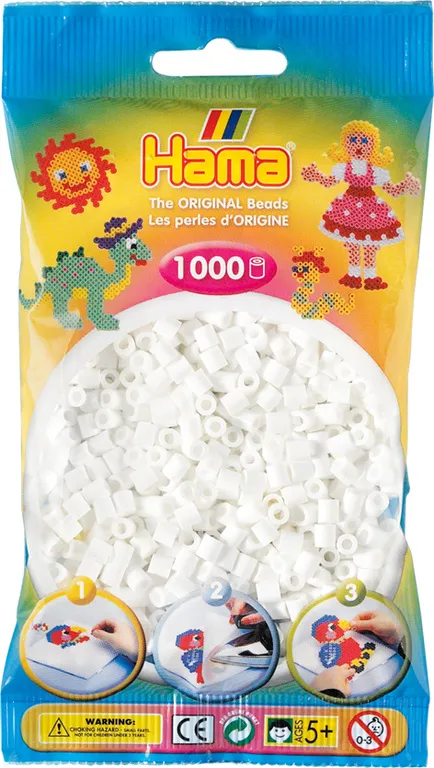 Hama Ironing beads - White 1000 pcs