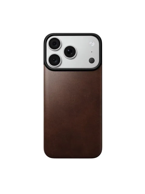 Nomad Magnetic Leather Back - rustic brown (Horween) - Magsafe - iPhone 18 Pro/17 Pro
