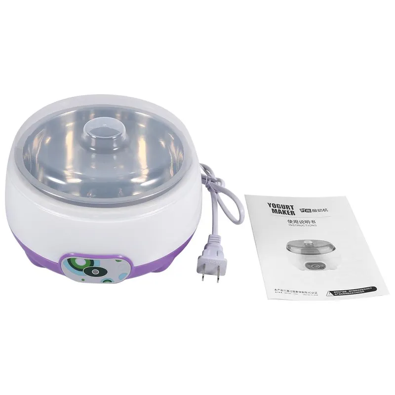 1L Automatisk Yoghurtmaskin med Rostfri Insida Hem DIY Yoghurtbehållare Lila L