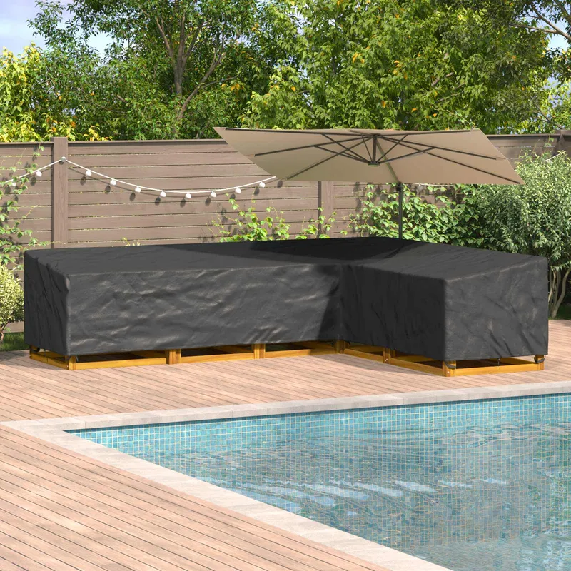 vidaXL Möbelöverdrag 355 x 275 x 80 cm 210D Oxford Tyg L-form Svart