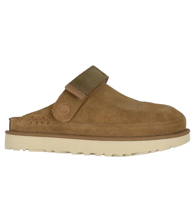 UGG för kvinnor. 1138252 Goldenstar Träskor i brunt läder (38), Hud, Karta, Kardborreband, Casual