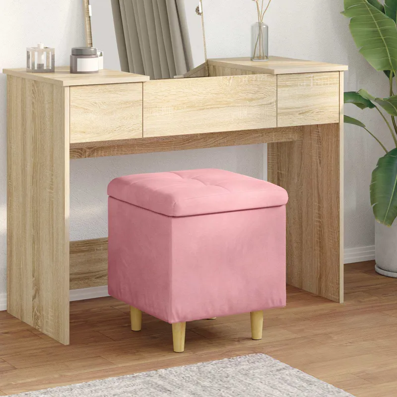 vidaXL Ottoman med förvaring Rosa 40 x 40 x 45 cm Sammet