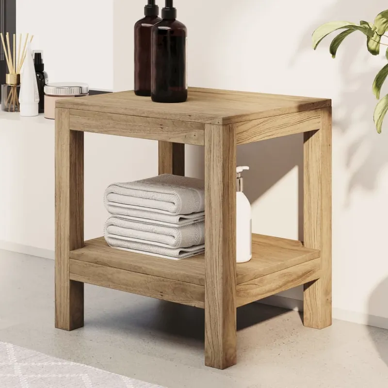 vidaXL Sidobord för badrum 45x35x45 cm massiv teak