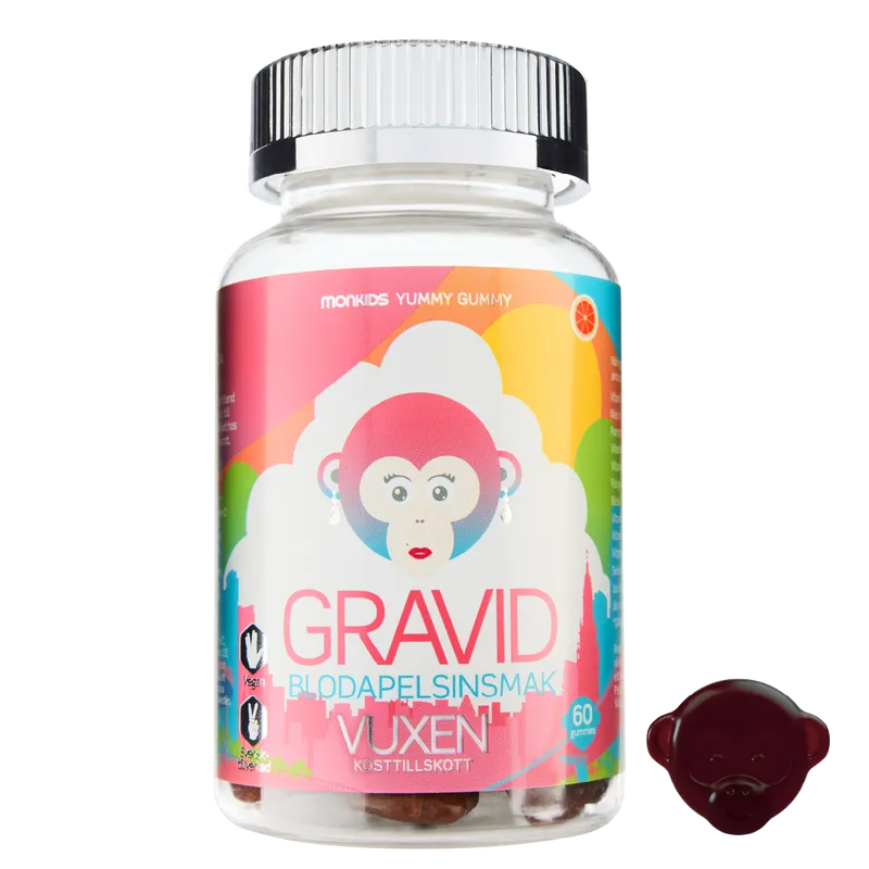 Monkids Gravid Blodapelsin 60 tuggtabletter