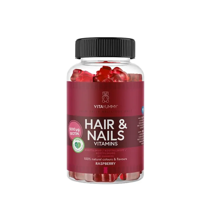 VitaYummy Hair & Nails, Raspberry, 60 Gummies