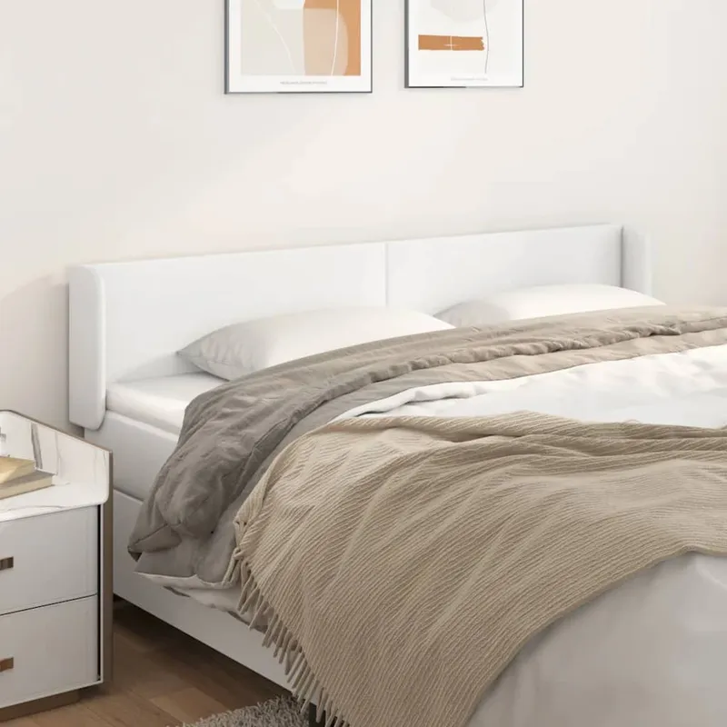 vidaXL Sänggavel med kanter vit 183x16x78/88 cm konstläder