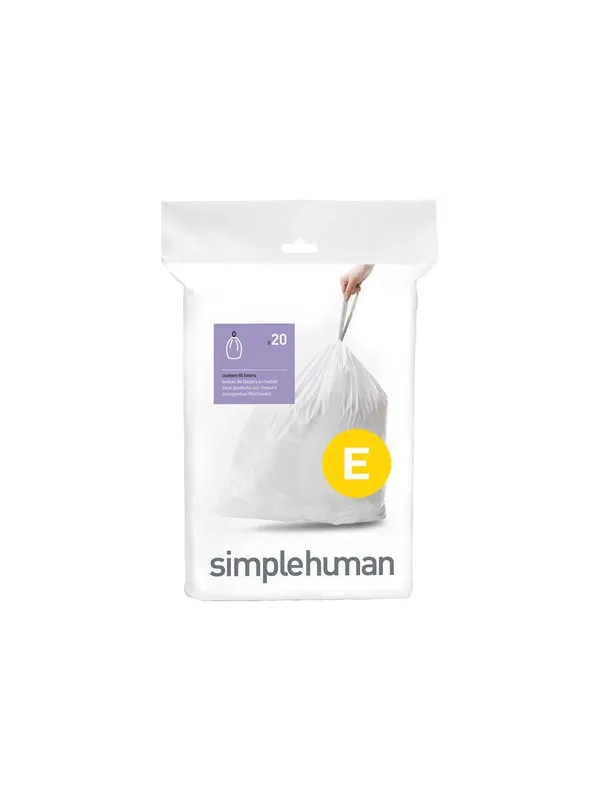 Simplehuman Kod E skräddarsydda soppåsar, förpackning med 20, vit
