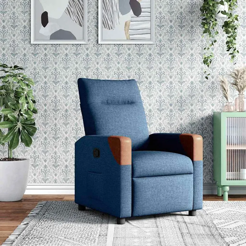 vidaXL Reclinerfåtölj blå tyg