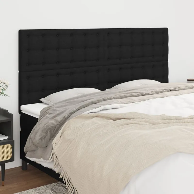 vidaXL Sänggavel svart 160x5x118/128 cm tyg