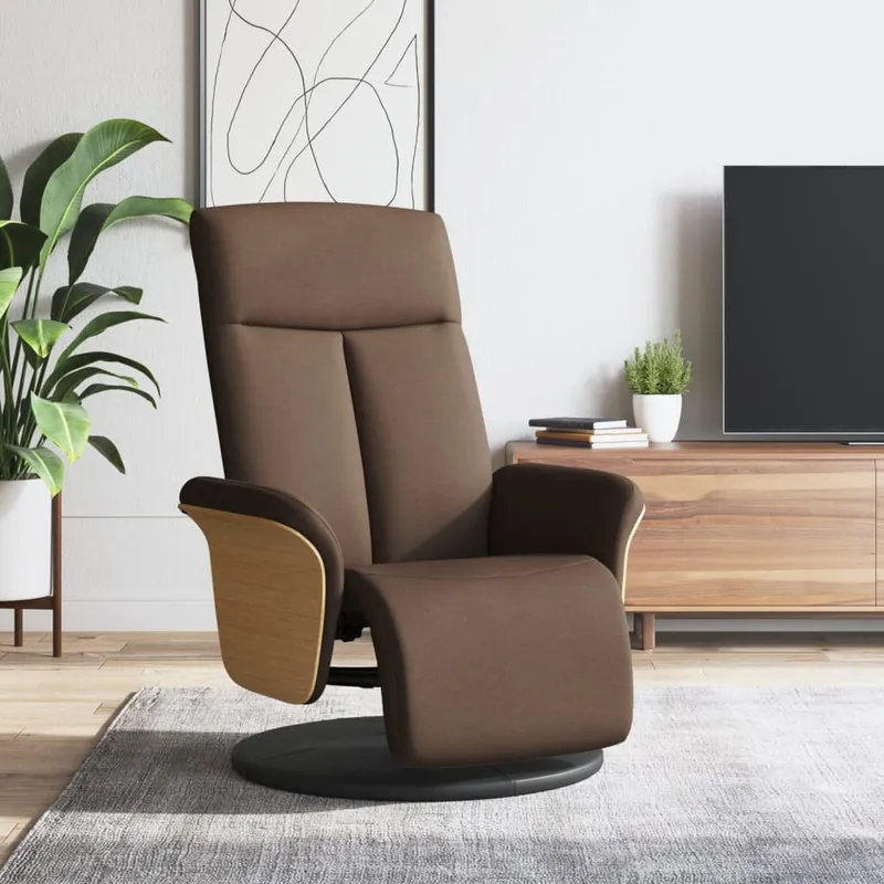 vidaXL Reclinerfåtölj med fotstöd brun tyg (#3060)