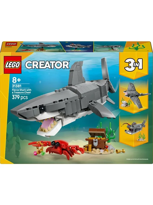 LEGO Creator 31381 byggset, 379 st., häftig haj med skattkista