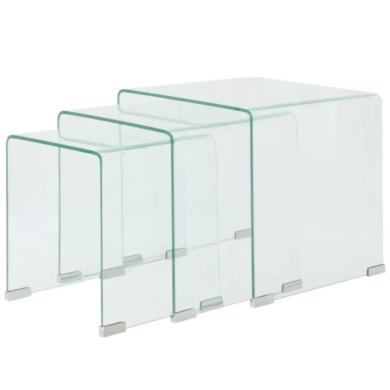 Vidaxl Set med Inskjutbara Bord, 3 st, Härdat Glas