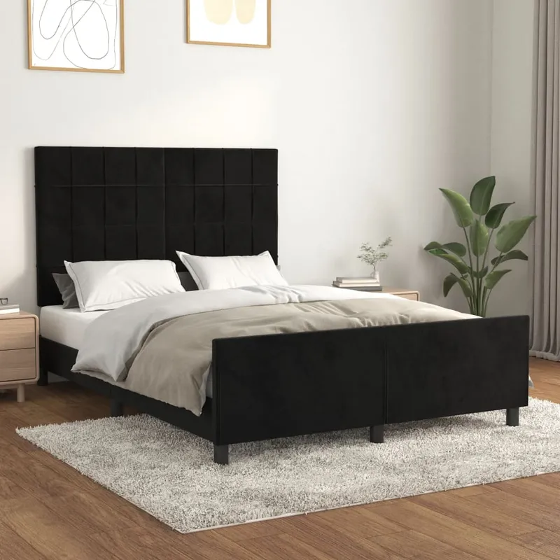 vidaXL Sängram utan madrass svart 140×190 cm sammet (#2455)