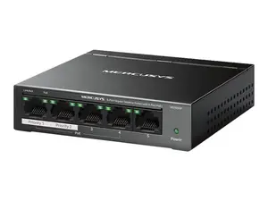 Mercusys MS105GP V1 - Switch - 5 x 10/100/1000 (4 PoE+) - skrivbordsmodell, väggmonterbar - PoE+ (65 W)