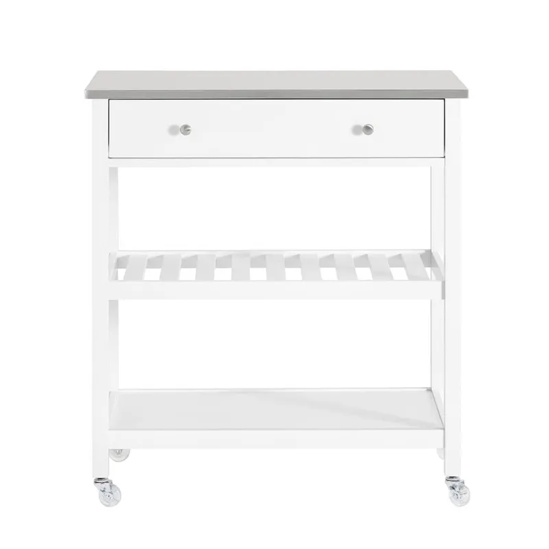 SoBuy Köksö på hjul med Lådor - Serveringsvagn på Hjul | Vit 81x45x90cm FKW47-II-W