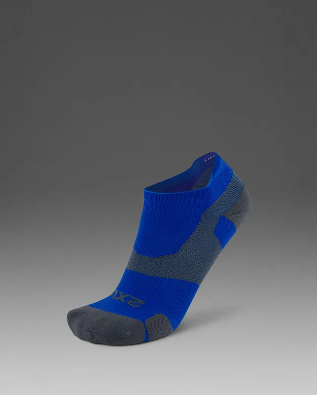 2XU Vectr Light Cushion No Show Sock Vibrant Blue/Grey