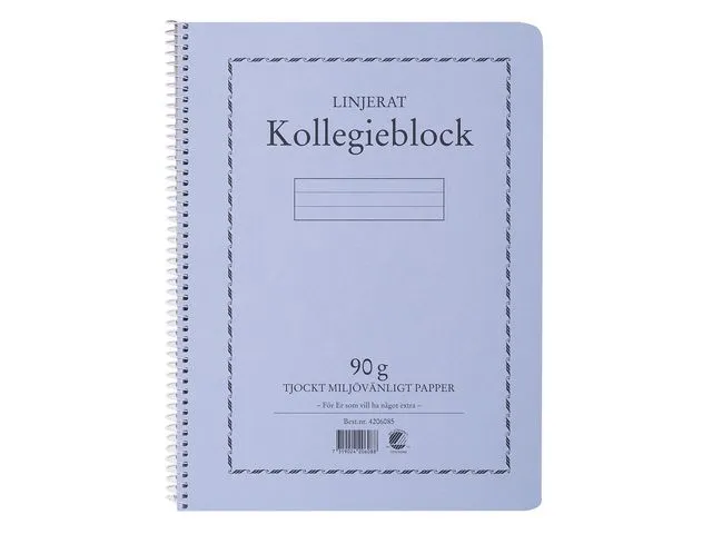 Kollegieblock A4 90g 70bl linj TF 5st