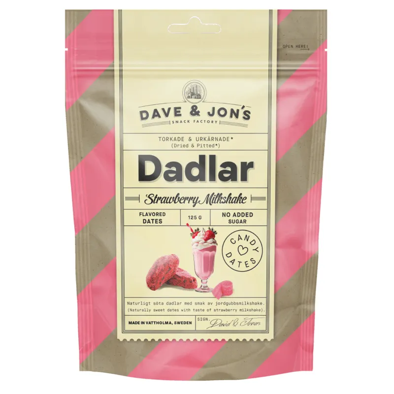 Dave & Jon's Dadlar Strawberry Milkshake 125 g