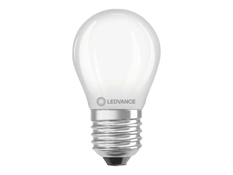 LEDVANCE Classic – LED-glödlampa med filament – form: P40 – glaserad finish – E27 – 4.8 W (motsvarande 40 W) – klass F – varmt vitt ljus – 2700 K