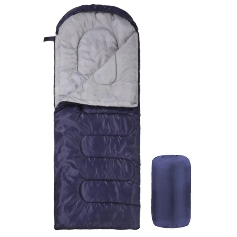 Ultralätt sovsäck för ryggsäcksfack för vuxna 170T Kuvert 4 Seasons Hooded 1300g marinblå färg
