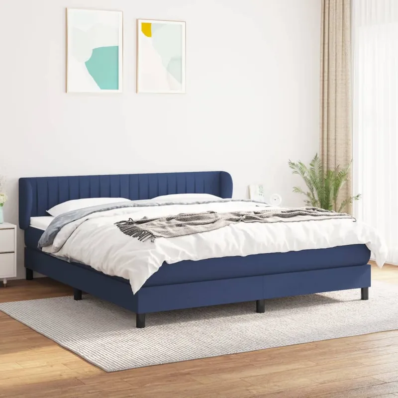 vidaXL Ramsäng med madrass blå 180×200 cm tyg (#3036)