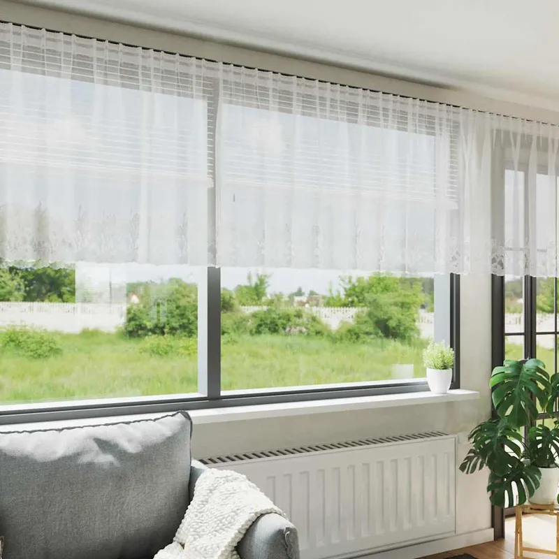 vidaXL Spetsgardin Vit 100 x 400 cm Polyester