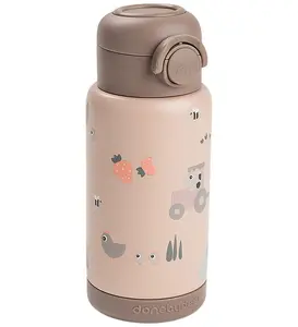 Done by Deer Termosflaska m. Sugrör - 340 ml - Tiny Farm - Puder