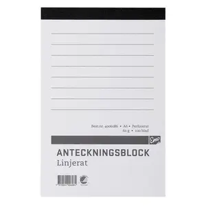 Anteckningsblock A6 linjerat, perforerat, 5 st