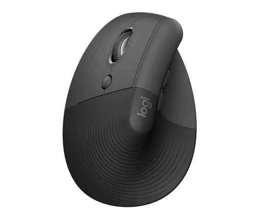 Logitech Lift for Business - Left Handed - Graphite - Ergonomisk mus - Optic - 6 knappar - Svart