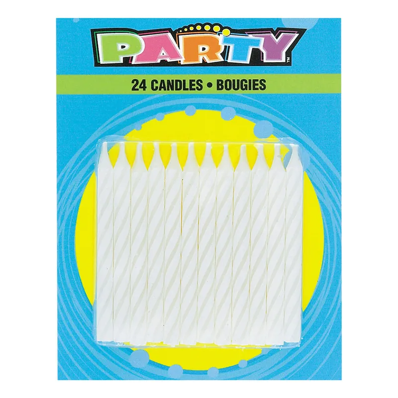 Tårtljus Vita Randiga – 24-pack