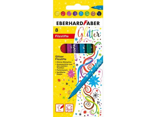 Eberhard Faber Tuschpennor - 8 st. - Glitter
