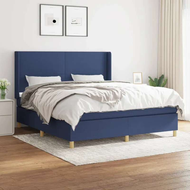 vidaXL Ramsäng med madrass blå 180×200 cm tyg (#6280)