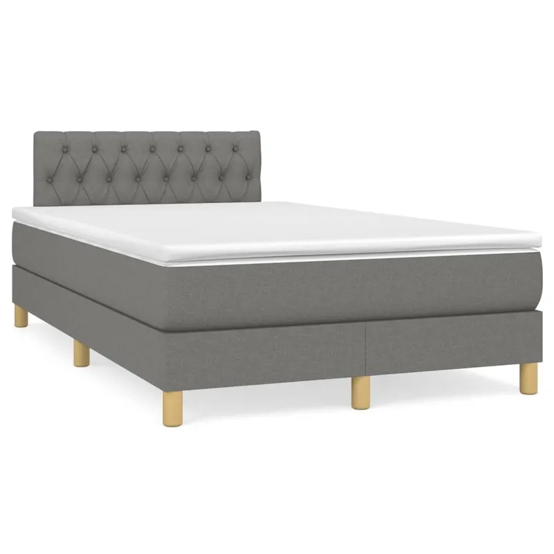vidaXL Ramsäng med madrass & LED mörkgrå 120×190 cm tyg (#9971)