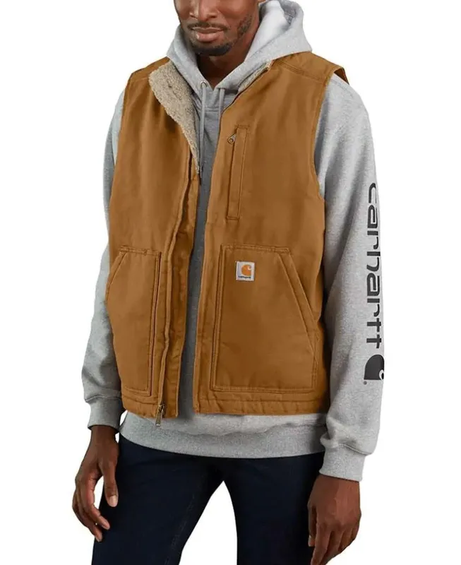Carhartt Men’s Washed Duck Lined Mock Neck Vest Carhartt® Brown (#7045)