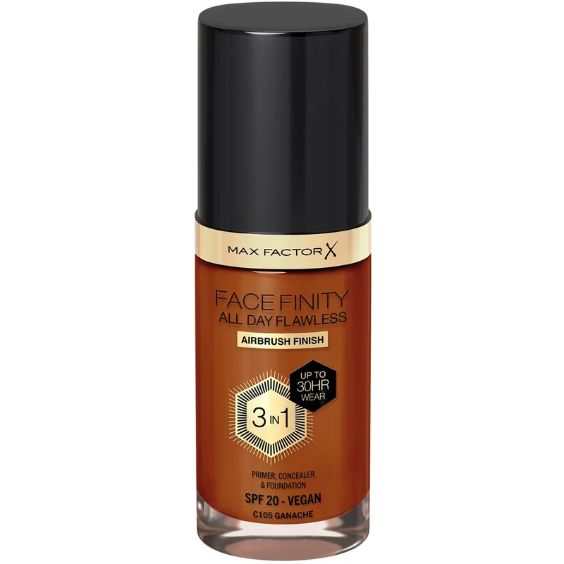 Max Factor Facefinity All Day Flawless 3‑in‑1 Foundation C105 Ganache 30 ml