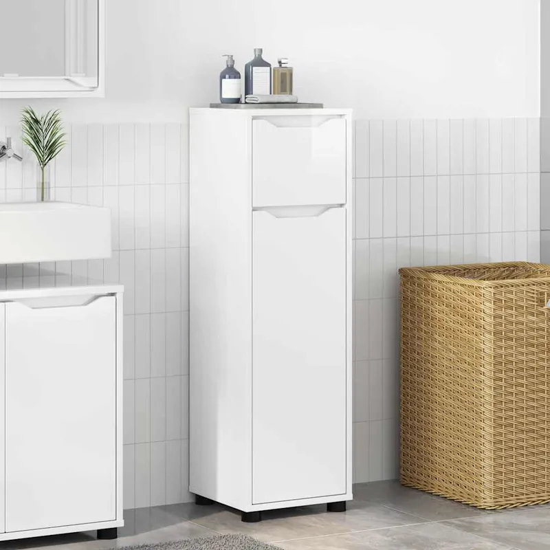 vidaXL Badrumsskåp Högblanka vita 30,5 x 30 x 101 cm Konstruerat trä