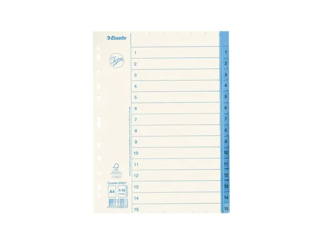 Pappregister JOPA A4 1-15 vit/blå