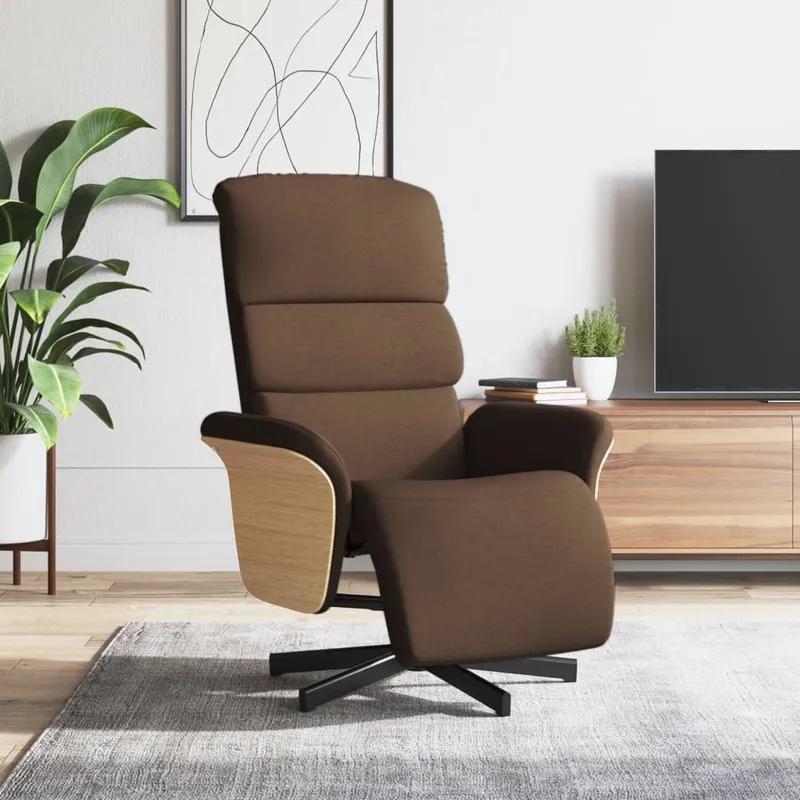 vidaXL Reclinerfåtölj med fotstöd brun tyg (#3862)