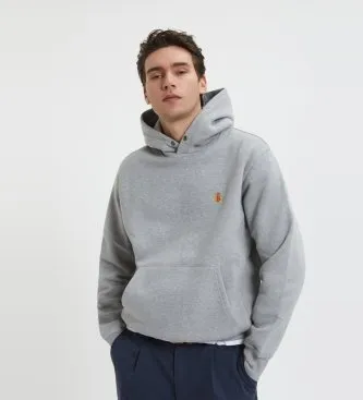 Baracuta för män. BRFEL0046UT2768 Sweatshirt med huva och grå fleecelogo (L), Casual, Bomull
