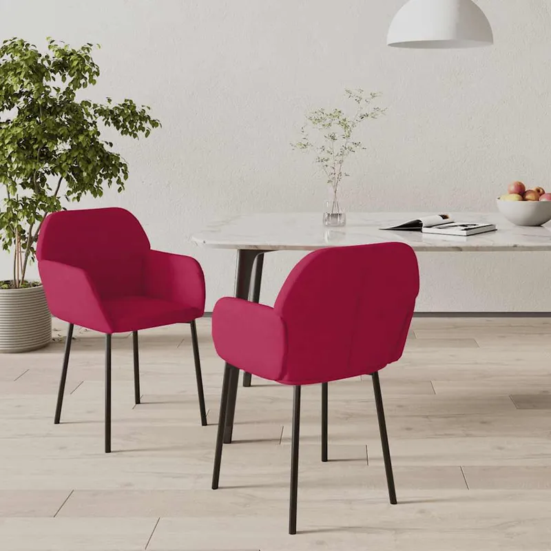 vidaXL Matstolar 2 st vinröd sammet (#8146)