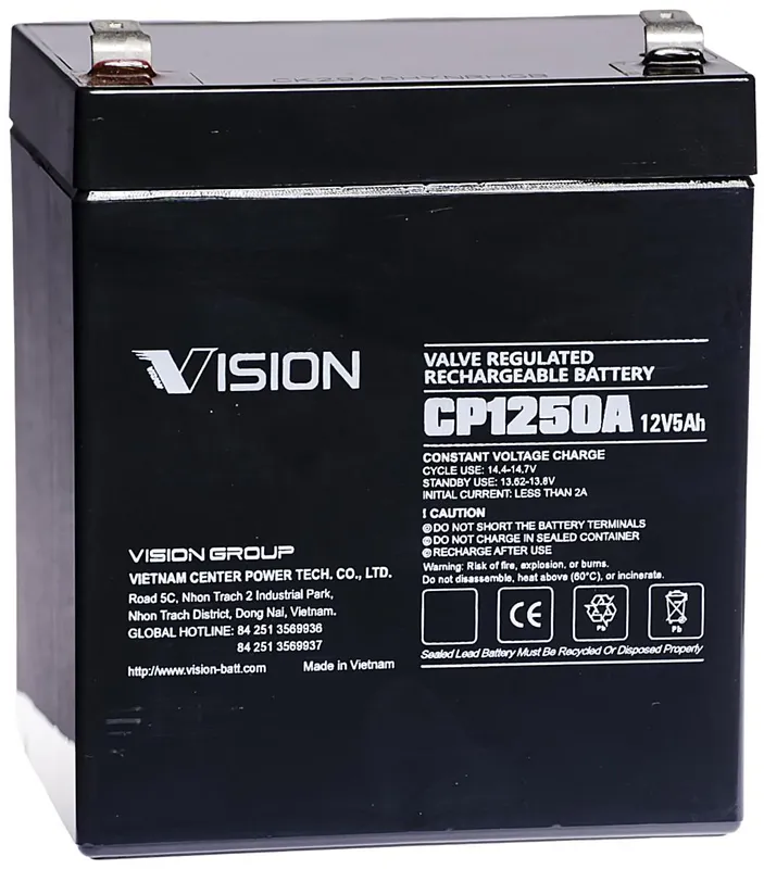 Vision CP1250A Batteri 12V, 5 Ah