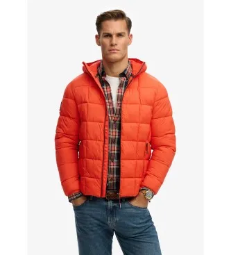 Superdry för män. M5012340A Box Quilt Fuji Lite Jacka orange (3XL), Casual, Återvunnen nylon