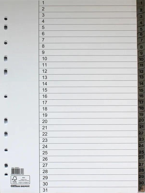 Register flikförstärkt A4 1-31