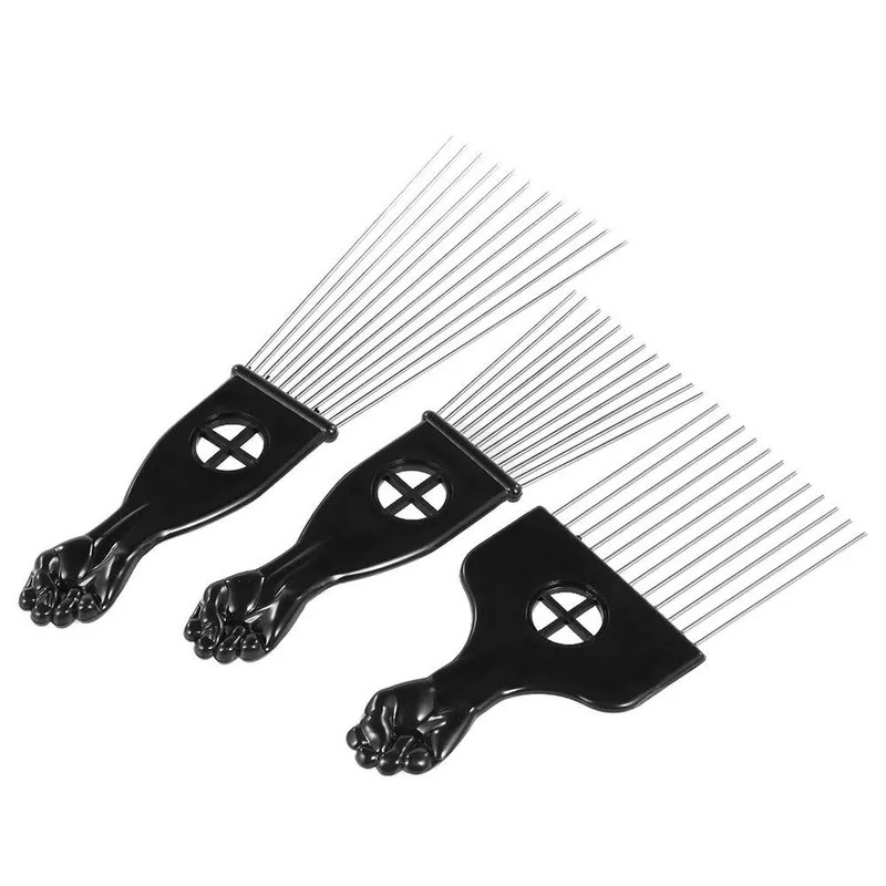 Bestauty 3st metall afro kam African American Pick kam hår borste Frisör styling verktyg svart