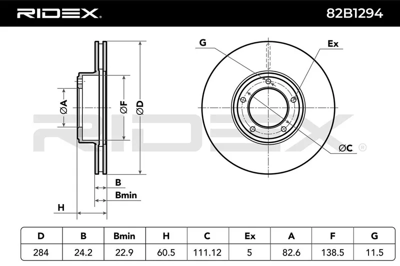 Bromsskiva RIDEX 82B1294