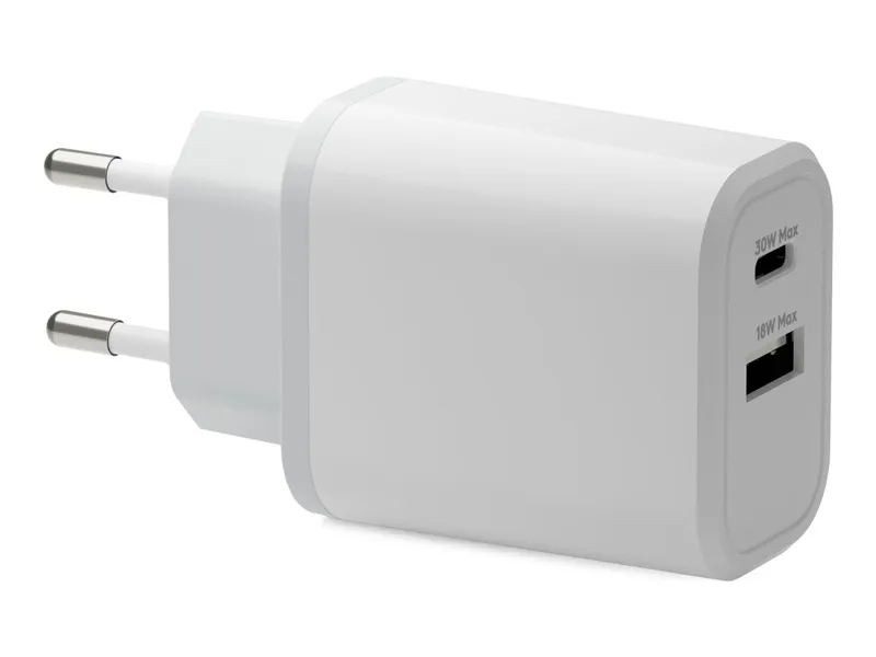 dbramante1928 re-charge – EU Wall Charger – USB-C 30W+USB-A 18W – White