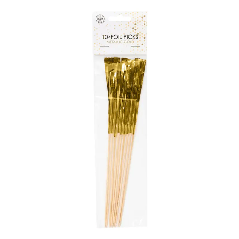 Cocktailpinnar Guld Metallic - 10-pack